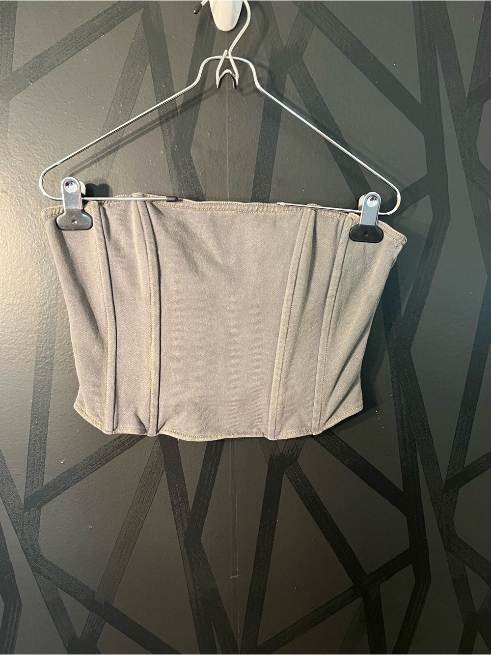 Gray Corset Tube Top Bustier Strapless Zip Front Y2K Loungewear Large